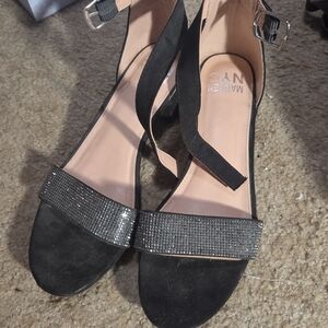 Black Rhinestone Strap Women's Sandals